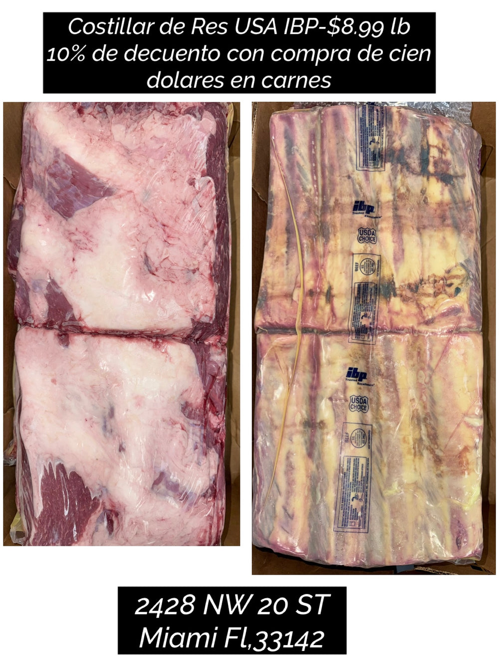 Costillas de Res USAlb(Paquetes de 10-12 lbs)-8.99/lb