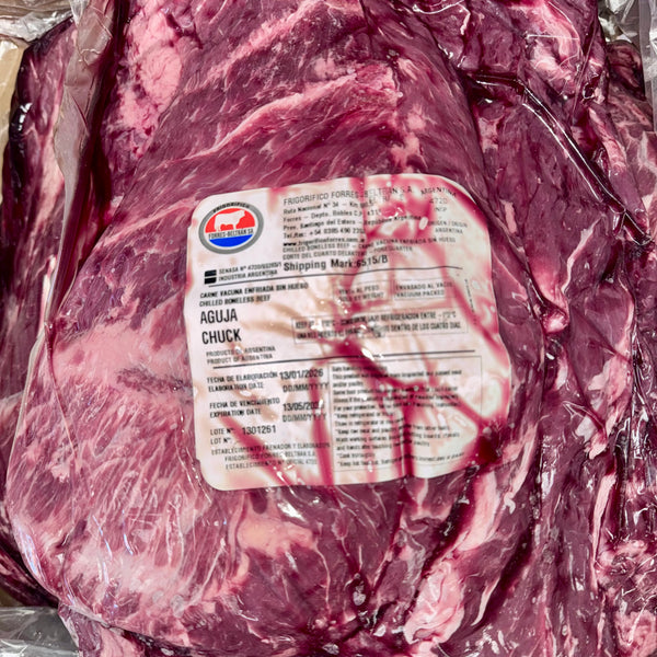 Aguja Argentina / Chuck Roll (Paquetes de 8–10 lb, Fresco o Congelado) – $7/lb